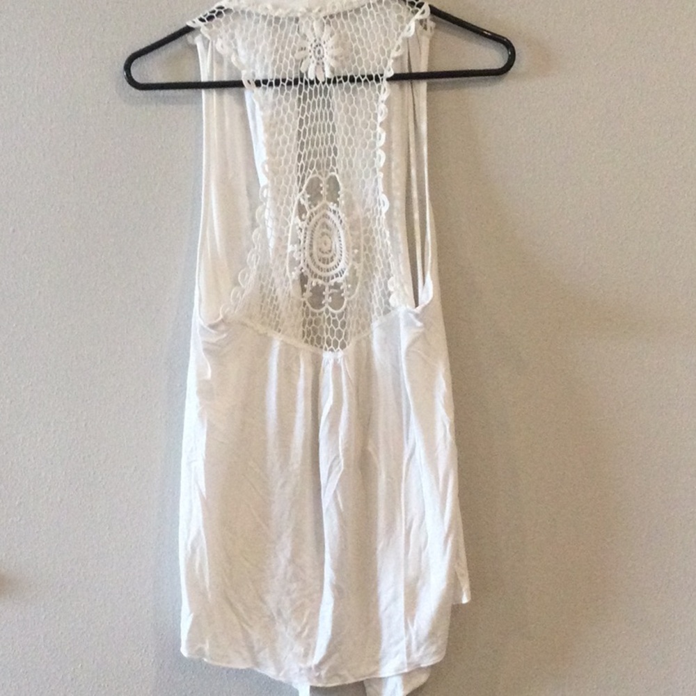 White Sleeveless Open swimsuit coverup.